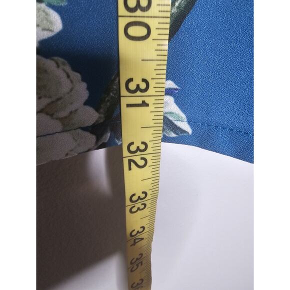 Bryn Walker Diego Tunic Teal Blue Floral Size Medium Bell Sleeves - Picture 10 of 13